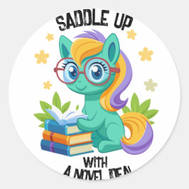 Pony Bok Reading Encouragement Personalize Runt Klistermärke
