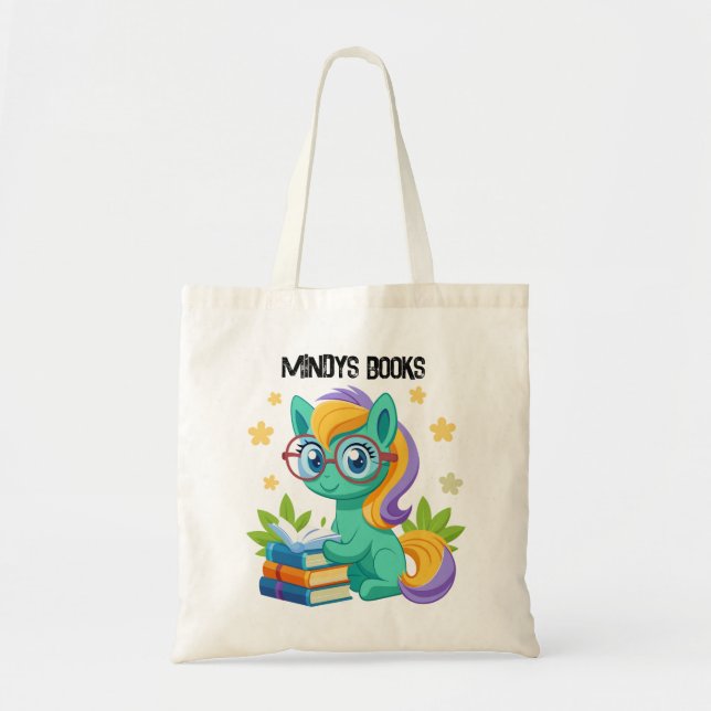 Pony Bok Tote Bag för barn Personalize Namn Text Tygkasse (Framsidan)