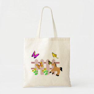 Pony, Butterflies & Sunblommor Tote Bag Tygkasse