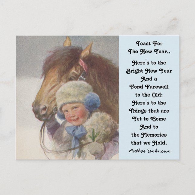 Pony Childown Memory New Year's Toast Postcards Helg Vykort (Framsida)