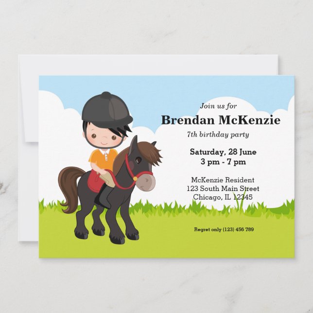 Pony Equestrian Horseback Horse ridning Inbjudningar (Framsida)
