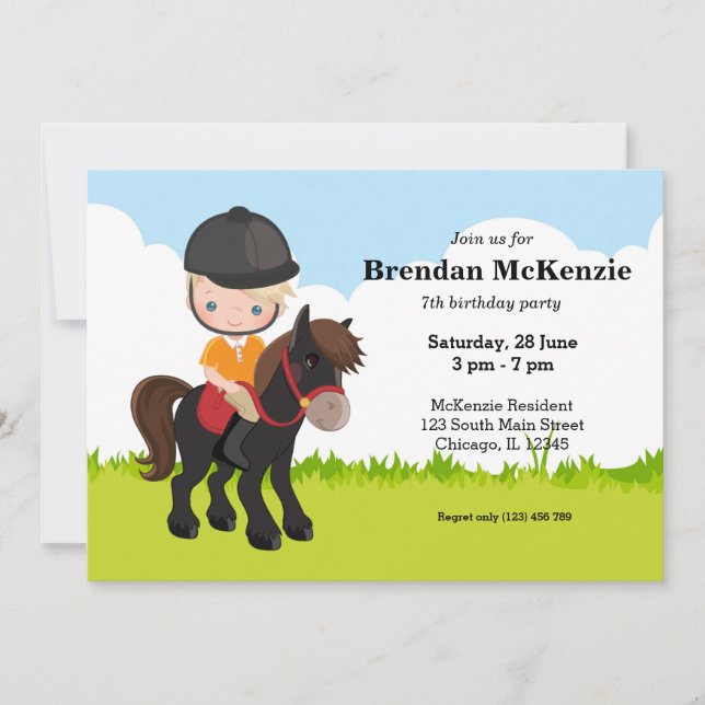 Pony Equestrian Horseback Horse ridning Inbjudningar (Framsida)