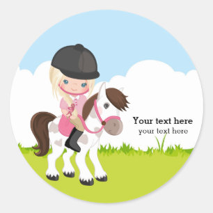 Pony Equestrian Horseback Horse ridning Runt Klistermärke