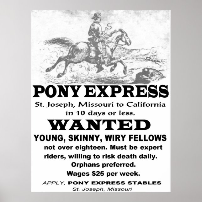 Pony Express Advertisement Poster (Framsidan)