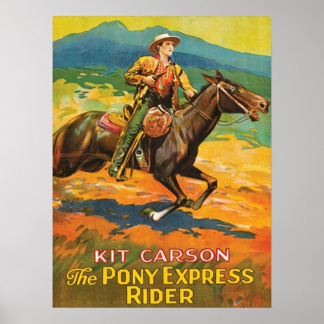 Pony Express 🌄 Kit Carson Historic CowboyPoster Poster (Framsidan)