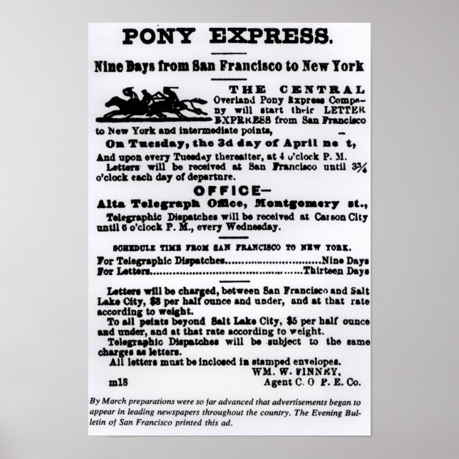 Pony Express, nio dagar Poster (Framsidan)