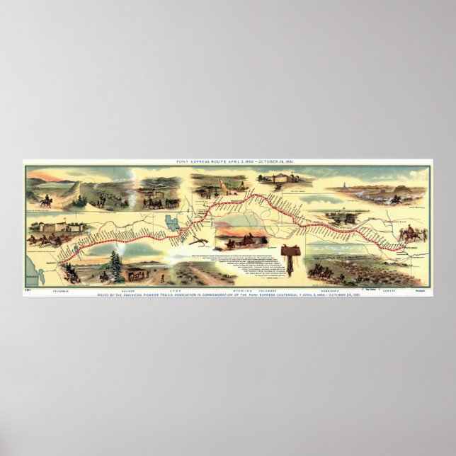 Pony Express Route: Amerikansk historia 1860-1861 Poster (Framsidan)