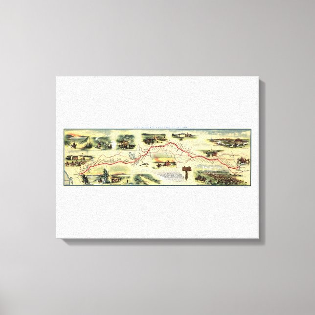 Pony Express Route Bild Karta 1860 (Framsida)