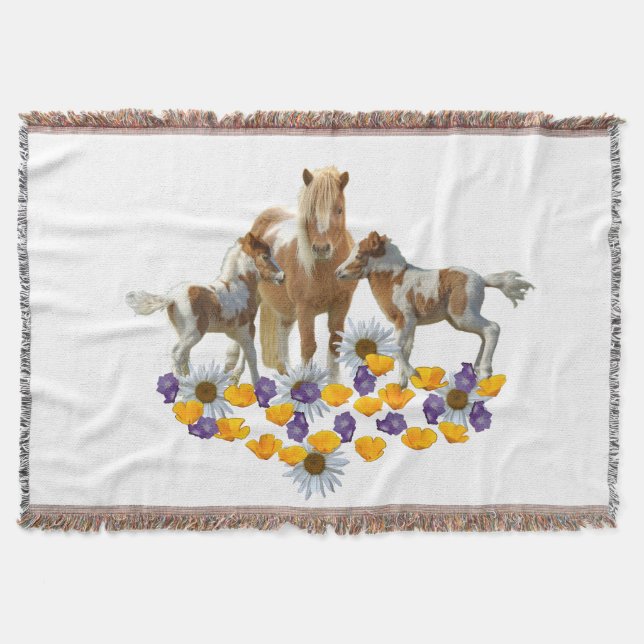 Pony Family in Flowers Filt (Framsidan)