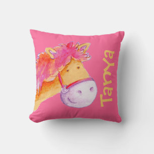 Pony-flickorna namn Tanya orange rosa vid kudden Kudde