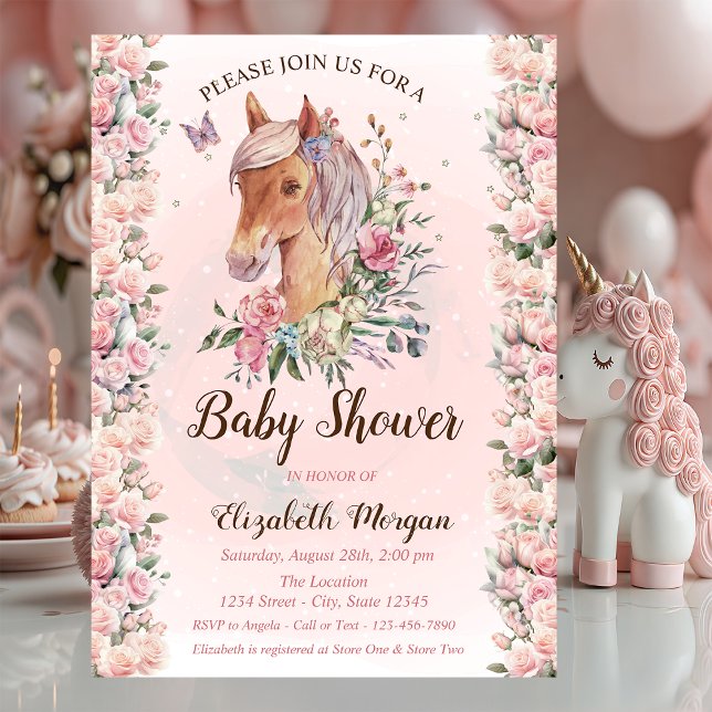 Pony Flowers Ro Stars Baby Shower-inbjudan Inbjudningar (Skapare uppladdad)