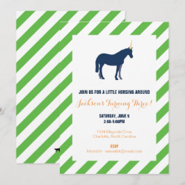 Pony Födelsedagsfest Grönt Inbjudningar