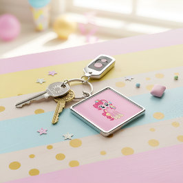 Pony Fyrkantig Silverfärgad Nyckelring