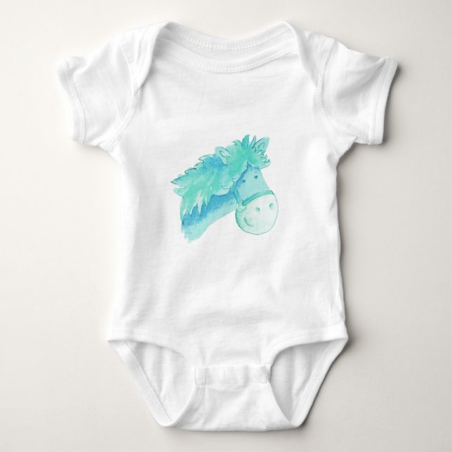 Pony horse aqua children t-shirt (Framsida)