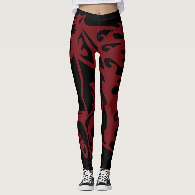 Pony Horse Stallion Steed Rapid Red Line Art Leggings (Framsida)
