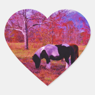 PONY IN A RAINBOW färgad fält Hjärtformat Klistermärke