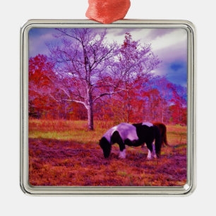 PONY IN A RAINBOW färgad fält Julgransprydnad Metall