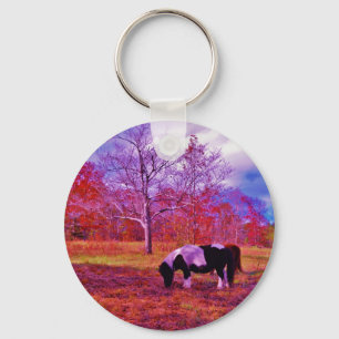 PONY IN A RAINBOW färgad fält Nyckelring