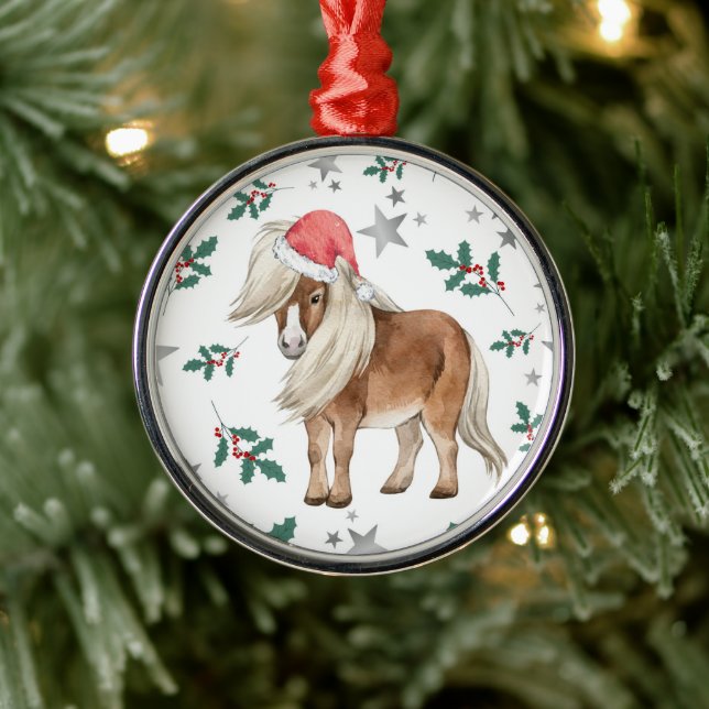 Pony in a Santa Hat Christmas Ornament Keepsake (Träd)