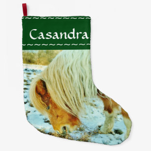 Pony, julhäst i Snö Stor Julstrumpa