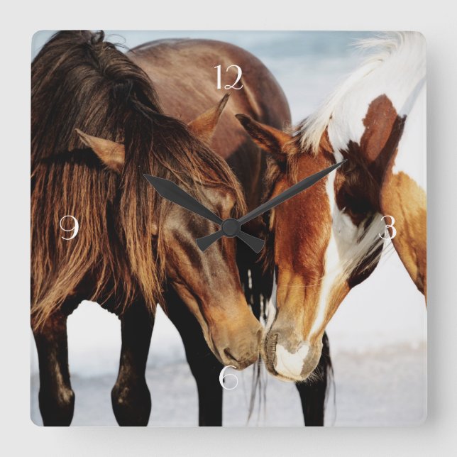 Pony Kärlek Fyrkantig Klocka (Framsida)