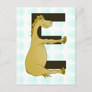 Pony Monogram Brev E Personlig Vykort