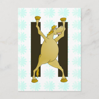 Pony Monogram Brev H Personlig Vykort