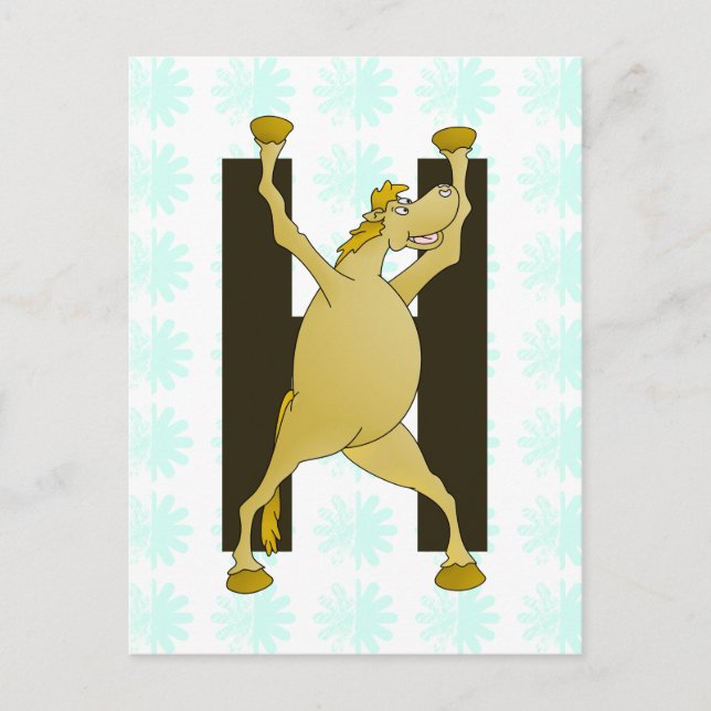 Pony Monogram Brev H Personlig Vykort (Framsida)