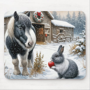 Pony och Rabbit på en julfarm Musmatta