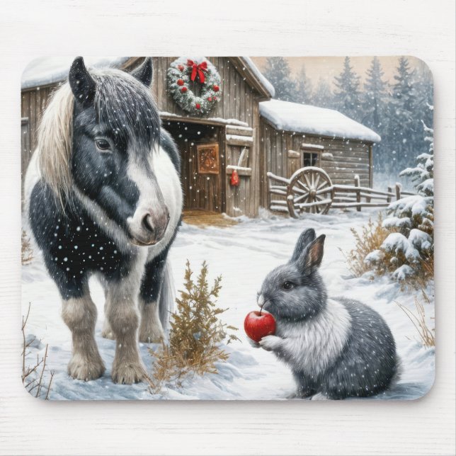 Pony och Rabbit på en julfarm Musmatta (Framsidan)