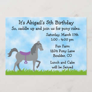 Pony Party födelsedag för flickor Inbjudningar