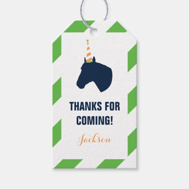 Pony Party Personlig Gift Märkre Grönt Presentetikett (Framsidan)
