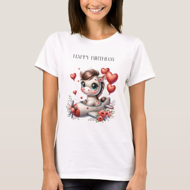 Pony Pilot Födelsedag T Shirt (Framsida)