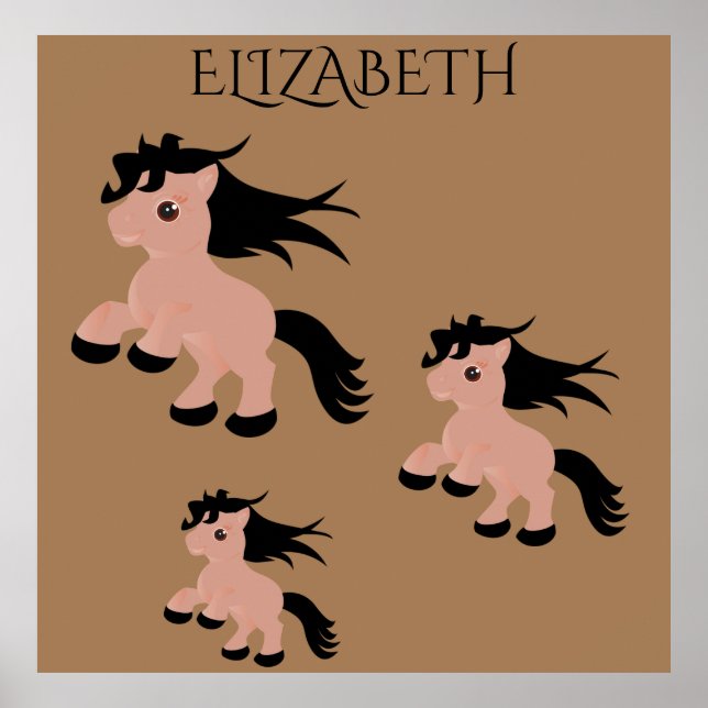Pony poster med personlig namn. (Framsidan)