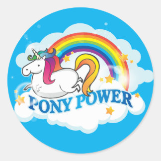 Pony Power Unicorn Runt Klistermärke