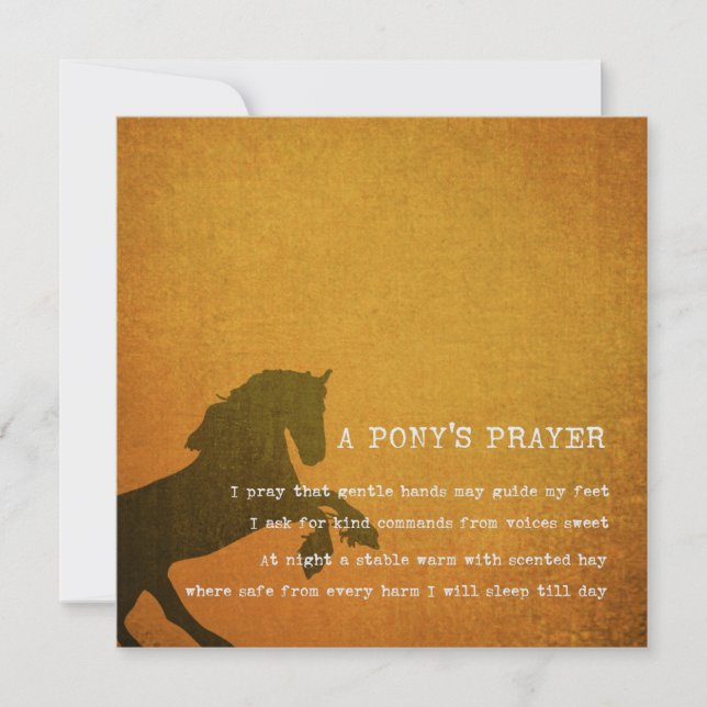 PONY PRAYER 5.25 x 5.25 card Inbjudningar (Framsida)