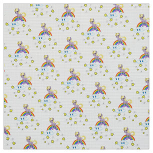 Pony Rainbow Clouds Fabric Tyg