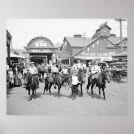 Pony Riders på Coney Island, 1904. Vintage Photo Poster