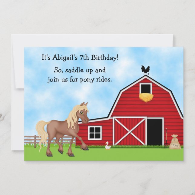 Pony Rides  Birthday-inbjudan Inbjudningar (Framsida)