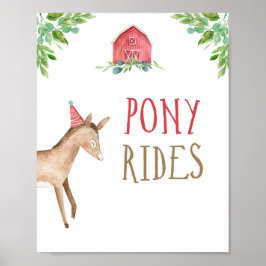 Pony Rides Boskap Barnyard Boy Birthday Poster
