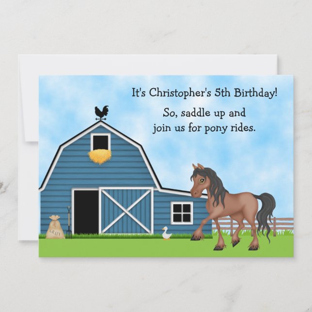 Pony Rides  Boys Birthday Inbjudan (Framsida)