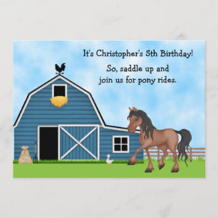 Pony Rides Boys Birthday Inbjudan