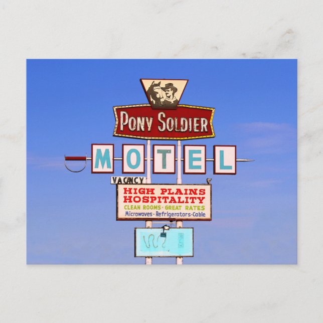 Pony Soldier Motel Sign, Tucumcari, N.M. Vykort (Framsida)