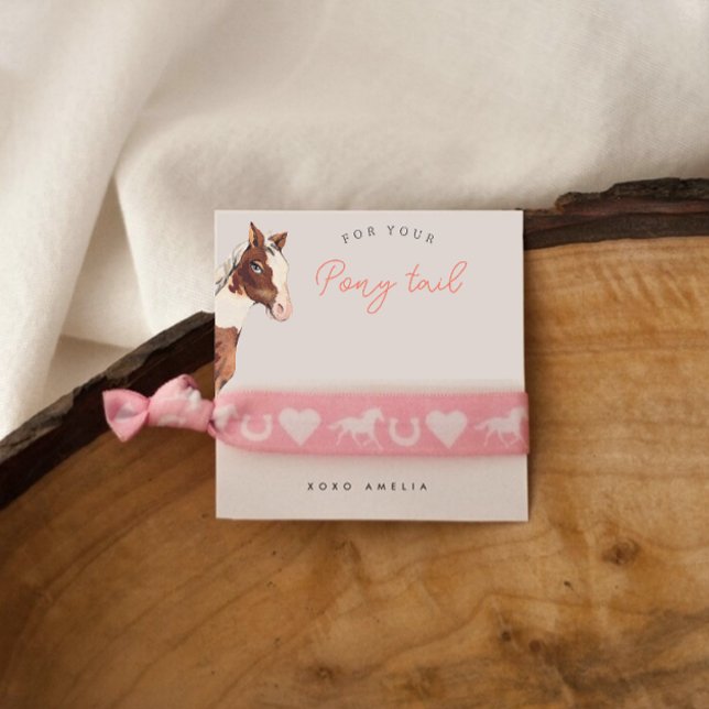 Pony Tail Hair Tie Holder Favor Card Tilläggskort (Add a cute ribbon or scrunchy with this card to create your custom favors)