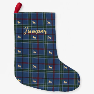 Pony Tartan Holiday Blå Liten Julstrumpa