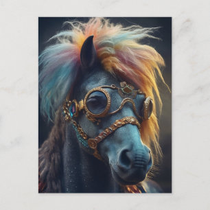 Pony with Clown Hair and Googles Vykort