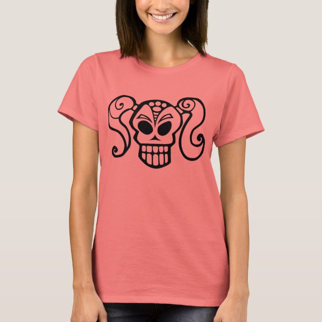 Ponytail Skull Girl T-shirt (Framsida)