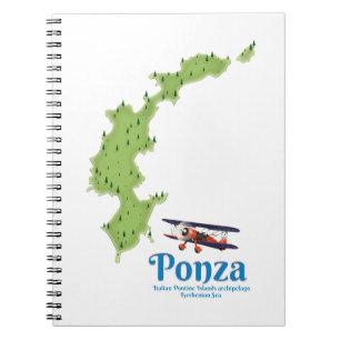 Ponza italiensk ö karta. anteckningsbok