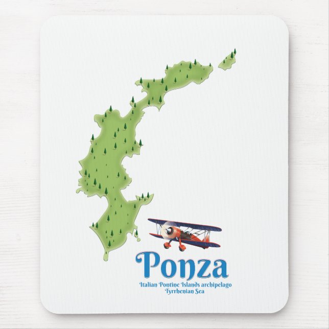 Ponza italiensk ö karta. musmatta (Framsidan)