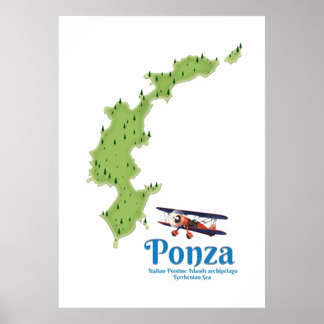 Ponza italiensk ö karta. poster (Framsidan)